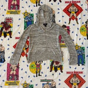 The Hooked Up Gray Hooded Knit Sweater Size S Women's Long Sleeve #y2kfashion
